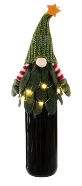 Christmas Tree Gnomes - Light Up Wine Bottle Cover