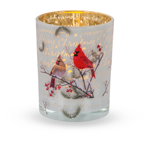 Holiday Cardinal Glass Tealight Holder