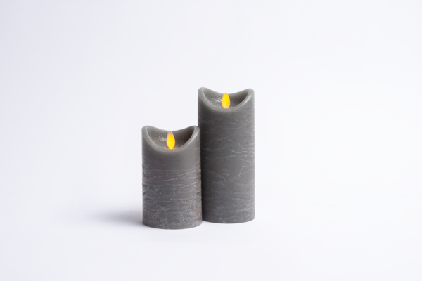 Charcoal LED Textured Wax Pillar Candle(Small)