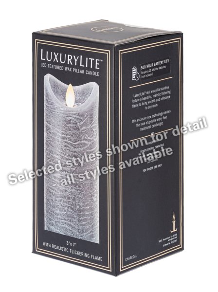 Charcoal LED Textured Wax Pillar Candle(Small)