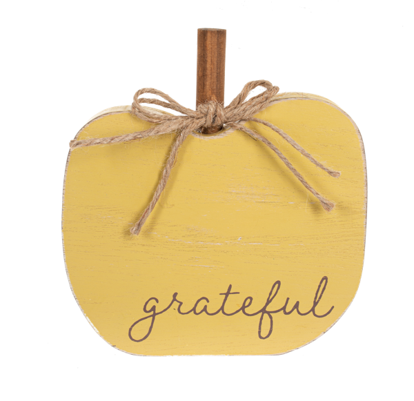 Carved Pumpkin Figurines - Thankful, Grateful, & Blessed