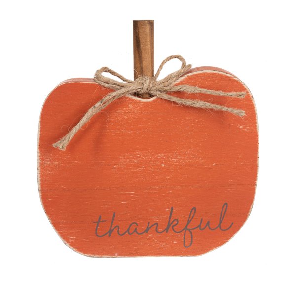 Carved Pumpkin Figurines - Thankful, Grateful, & Blessed
