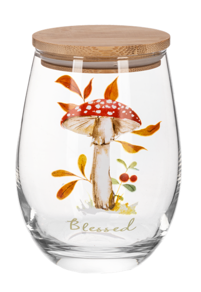 Harvest Stemless Wine Glasses w/Wood Lid