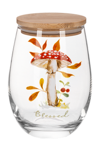 Harvest Stemless Wine Glasses w/Wood Lid