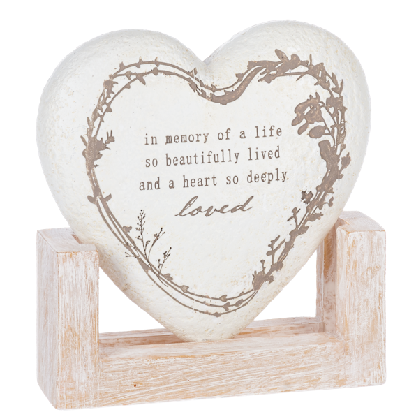 Bereavement Message Heart w/Base Figurines
