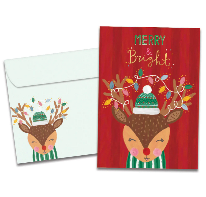 Merry Bright Reindeer Christmas Card