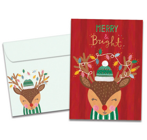 Merry Bright Reindeer Christmas Card