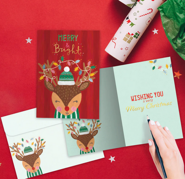 Merry Bright Reindeer Christmas Card