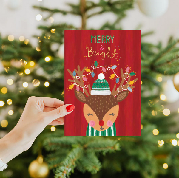 Merry Bright Reindeer Christmas Card