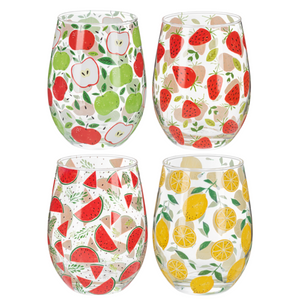 Fruit Stemless Wine Glasses