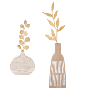 Twig Leaves in Vase Figurine Set