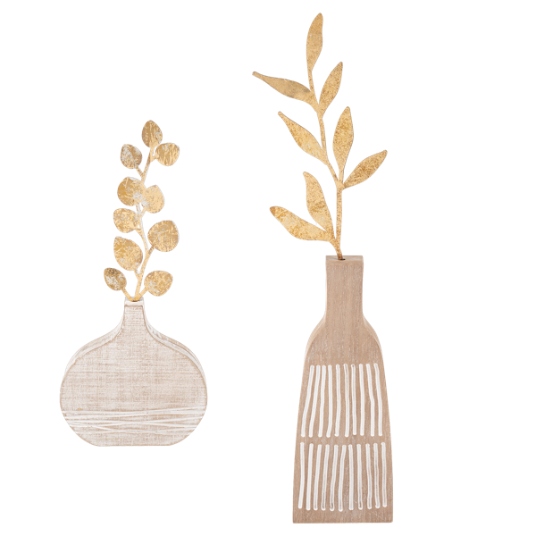 Twig Leaves in Vase Figurine Set