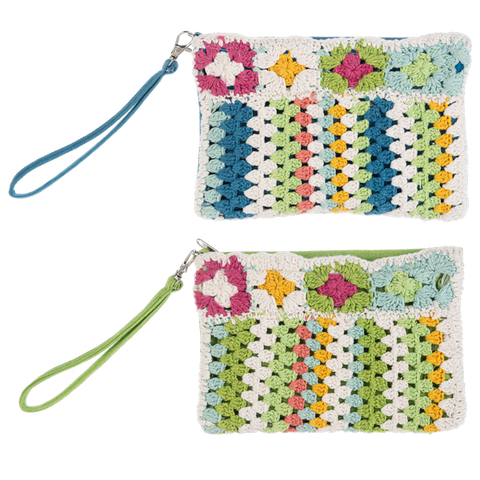 Crochet Striped Wristlet Pouches