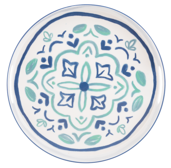 Pattern Garden Round Tray w/Handles