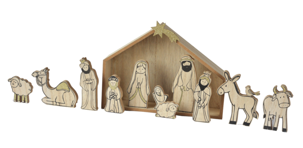 Wood Grain Nativity Set