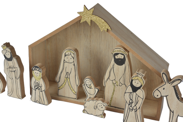 Wood Grain Nativity Set
