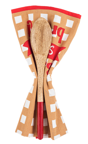 Holiday Tea Towel w/Wooden Spoon Gift Set