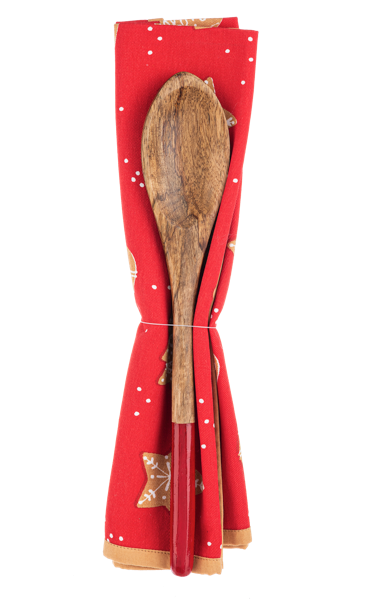 Holiday Tea Towel w/Wooden Spoon Gift Set