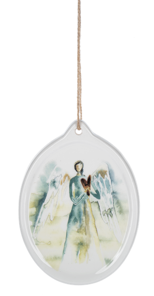 Watercolor Angel w/Heart Ornament