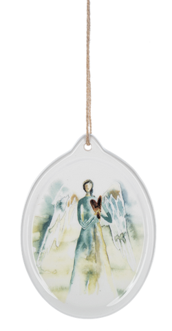 Watercolor Angel w/Heart Ornament