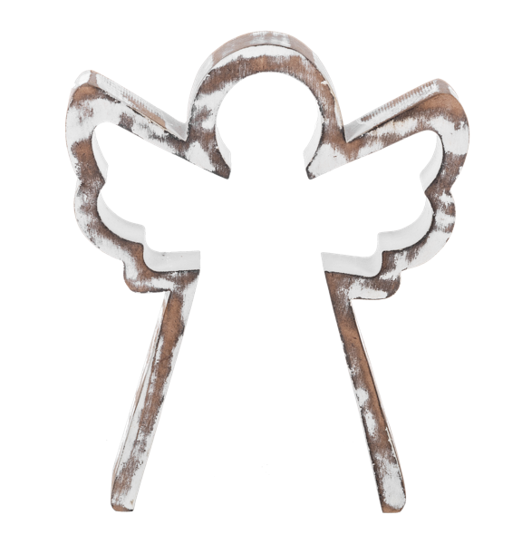 Nested White Wash Angel Figurine Set