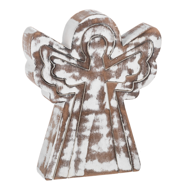 Nested White Wash Angel Figurine Set