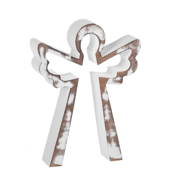 Nested White Wash Angel Figurine Set