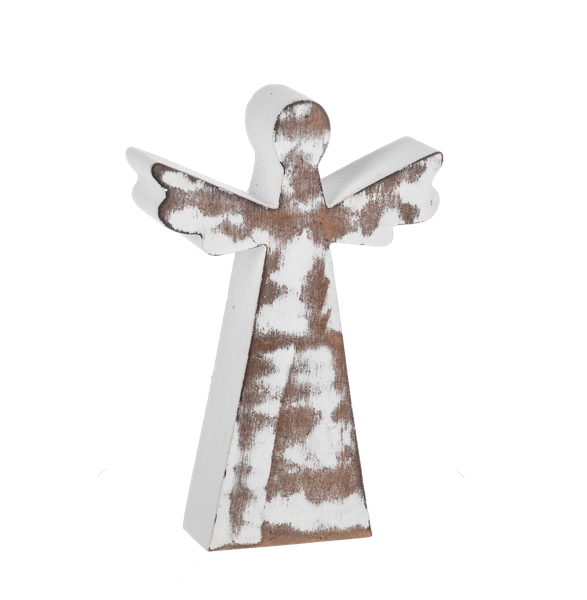 Nested White Wash Angel Figurine Set