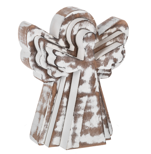 Nested White Wash Angel Figurine Set