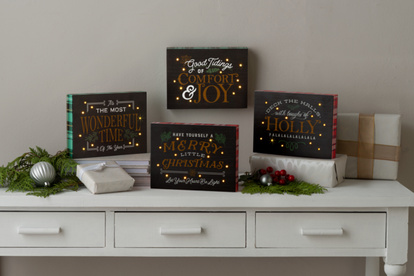 LED Light Up Holiday Message Art Blocks