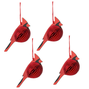 Vintage Honeycomb Cardinal Ornament Set