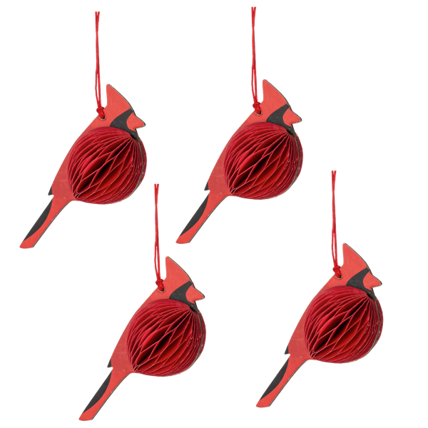 Vintage Honeycomb Cardinal Ornament Set