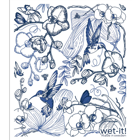 Wet It Orchid Garden Blue Swedish Cloth