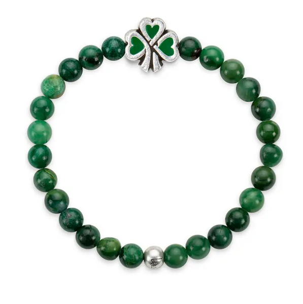 Luca + Danni Shamrock Stretch Bracelet in Aventurine Green Beads