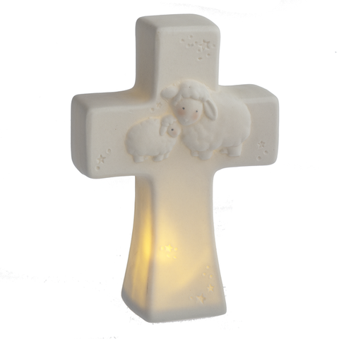 Porcelain Bo Lamb Wall Cross