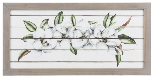 Framed Magnolia Flower Wall Plaque