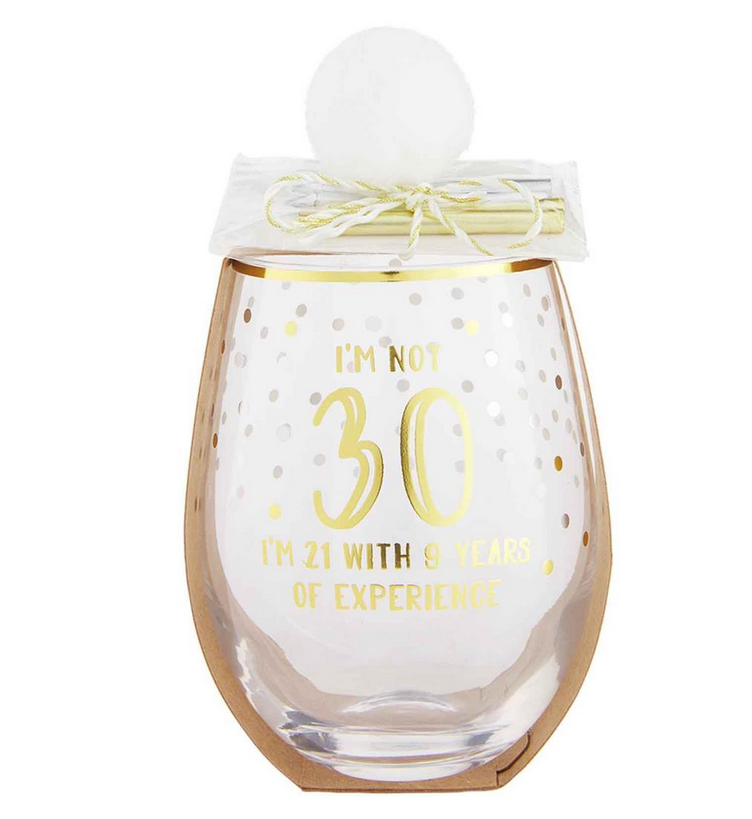 30 Birthday Wine Glass & Candle Set