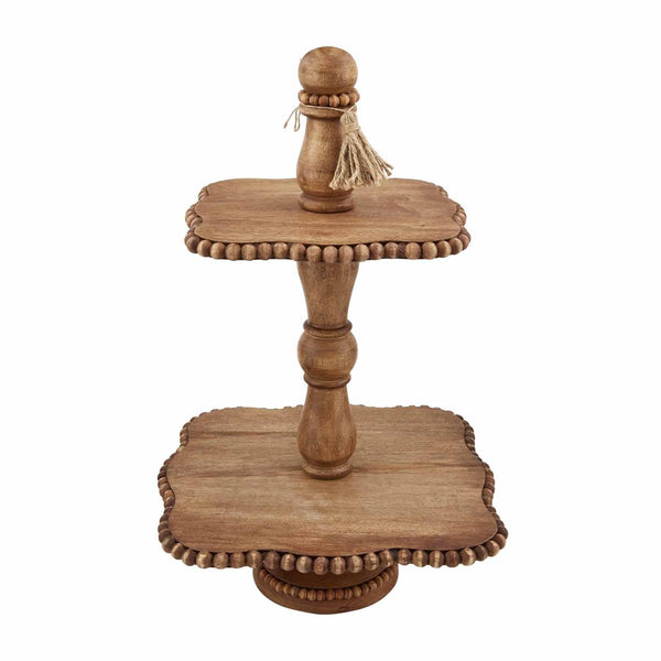 New Wood Beaded Tiered Server