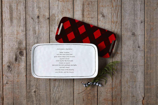 Christmas Buffalo Check Tray Set