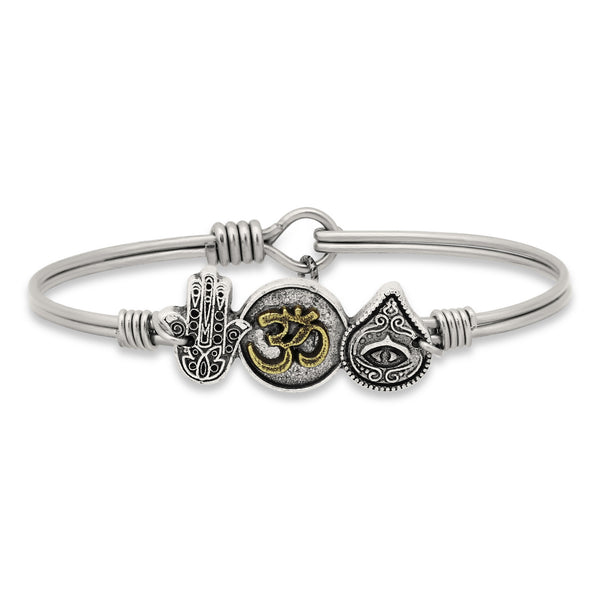 Luca + Danni Trilogy Bangle Bracelet | Hamsa • Ohm • Evil Eye