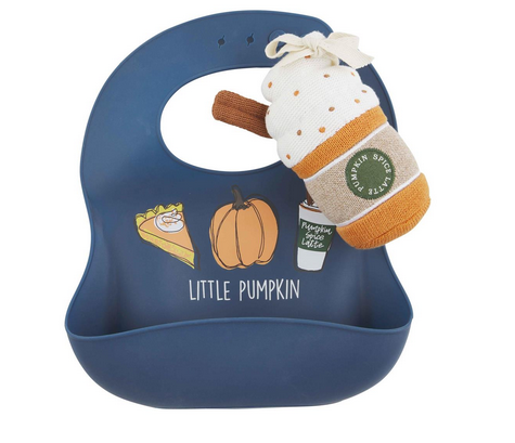 Pumpkin Spice Bib & Rattle Set
