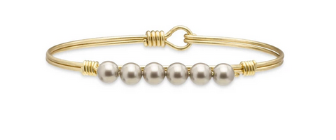 Luca + Danni Crystal Pearl Bangle Bracelet In Platinum