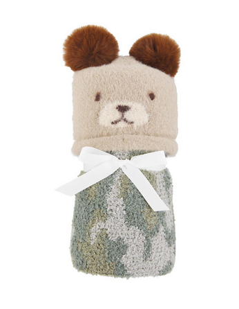 Chenille Bear Hat & Blanket Sets