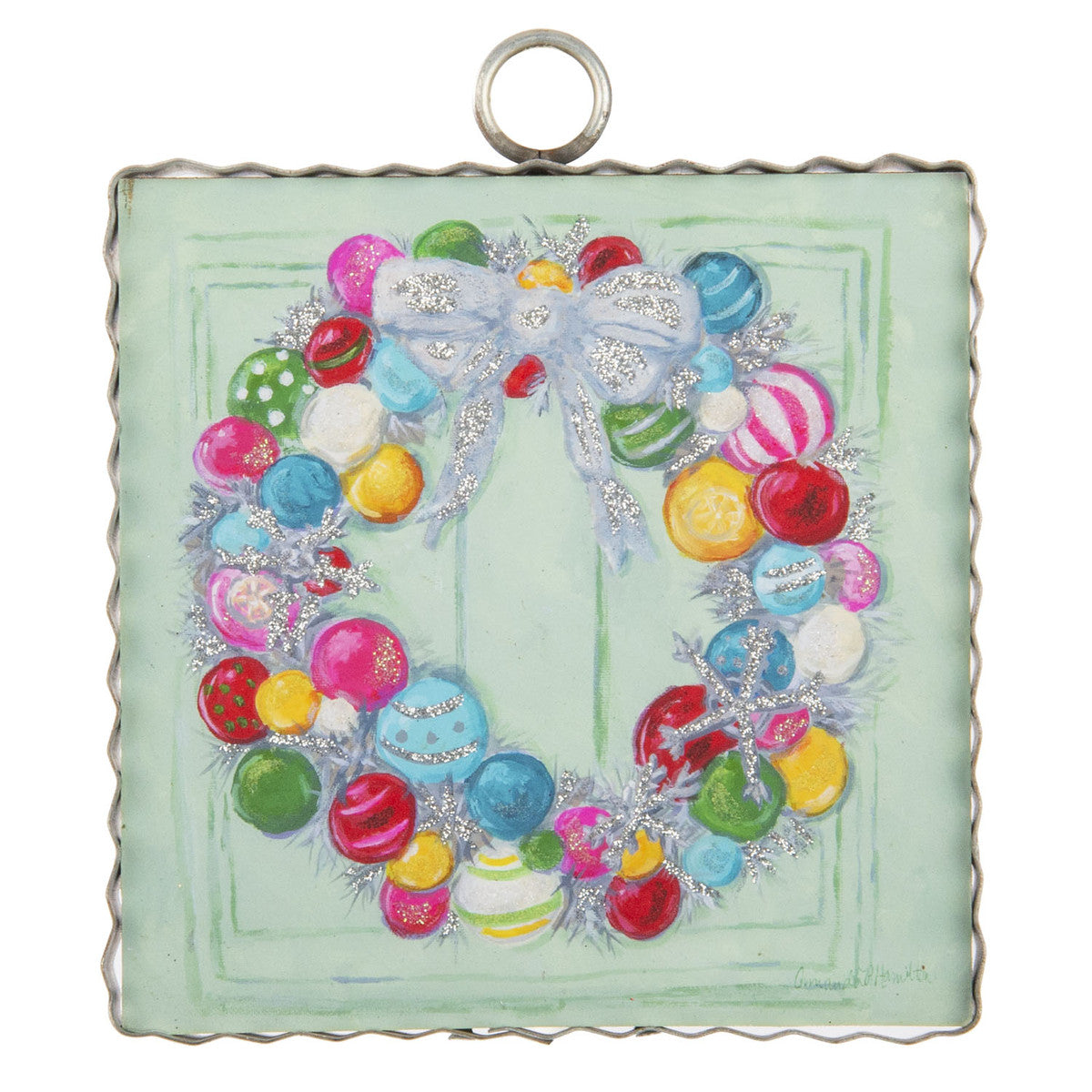 RTC Mini Wreath of Colorful Baubles Print