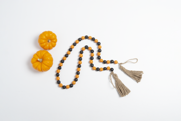 Halloween Wood Beaded Garland with Tassel