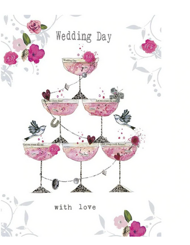 Champagne Piled High Wedding Card