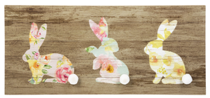 3 Bunny Plaque with Cotton Ball Tails
