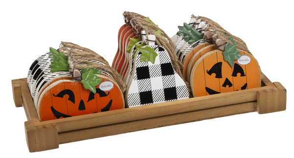 Reversible Jack-O-Lantern & Plaid Pumpkin Ornaments