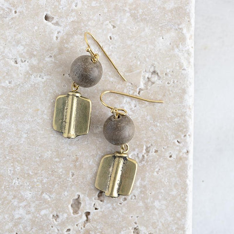 Brass, Gray Elara Earrings