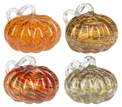 Handblown Glass Pumpkins Light Up Fall Pumpkins